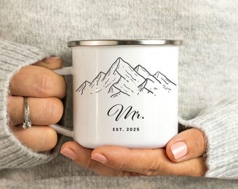 Personalized Mr & Mrs Camp Mug - Mountain Wedding Gift