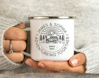 Personalised Enamel Mug - Metal Tin Camping Cup For Tea, Coffee & Outdoor Festivals (Made In UK)