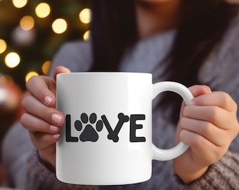 Love Paw Print Coffee Mug - Dog Lover Gift
