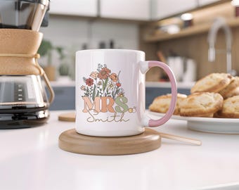 Personalized Mrs. Mug: Wildflower Bridal Shower Gift