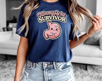 Shirt buikpijn, grappig buikprobleem T-shirt, schattig kawaii grafisch T-shirt, IBS-humorcadeau, kleding voor gevoelige maag