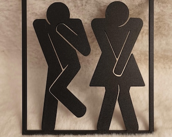 Toiletbordje voor mannen en vrouwen – Grappige toiletdecoratie | Badkamerbordje | 3D-geprint | Moderne toiletdecoratie | Gastentoilet | Toiletdeurbordje