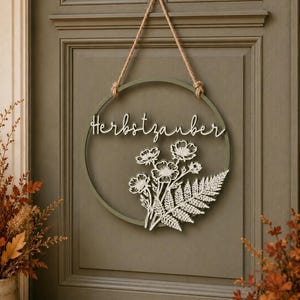 Loop "Herbstzauber" | Trockenblumenring | Türkranz modern | Wanddeko | Geschenkidee | Dekoring aus 3D-Druck | Boho Deko