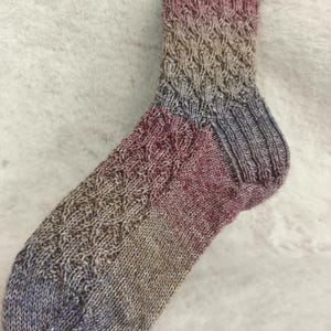 Socks hand-knitted colorful size 39-41 women men, wool socks, pink-pink-purple house socks, warm handmade, hand-knitted house socks