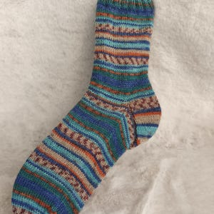 Socks hand-knitted colorful size 40-41 women men, wool socks, green-blue house socks, warm handmade, hand-knitted house socks