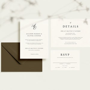 Canva Wedding Invitation Set Template, Classic & Timeless, Minimalist Style, Instant Download, Invite, Details, RSVP [Classic]