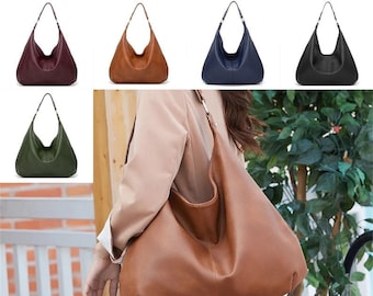 Soft Leather Shoulder Bag, Large Handbag For Women, Everyday Tote Bag , Handmade Bag Zip Closure , Brown Soft Leather Hobo Bag , Women Purse