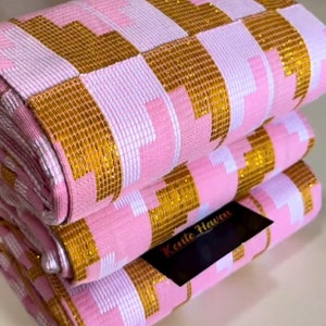 Kente Heaven Hand Weaved Kente Cloth KH59 with Shimmering Gold.