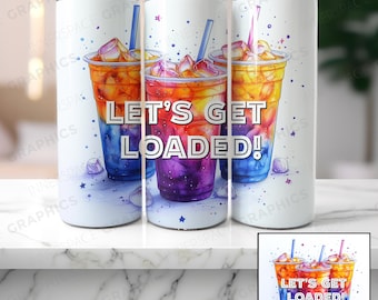 Loaded Tea Tumbler Wrap: Bright Colors Sublimation Design (Digital Download)