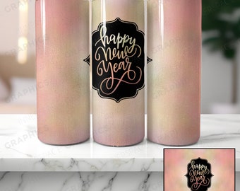Rose Gold Happy New Year Tumbler Wrap, Seamless Sublimation Design (Digital Download)
