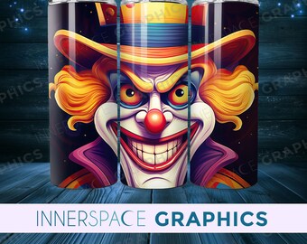 Creepy Clown Halloween Tumbler Design: 20oz Skinny Tumbler (PNG Digital Download)