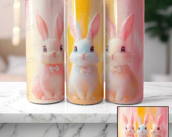 Wielkanocny zajączek w kubku: urocze, bezszwowe wzory z królikami (plik PNG do pobrania)