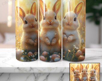 Wielkanocne króliczki w kubku o pojemności 20 uncji z nadrukiem sublimacyjnym (do pobrania w formacie PNG)