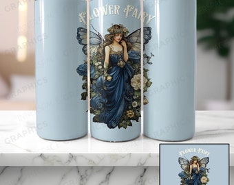 Sublimacja na kubek z motywem niebieskiej wróżki (plik PNG do pobrania)