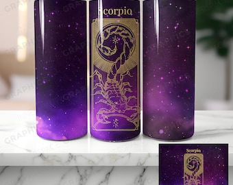 Scorpio Zodiac Tumbler Sublimation Design, Star Sign PNG (Digital Download)