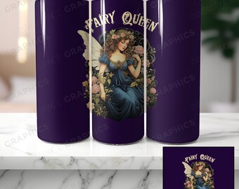 Sublimacja na kubek z motywem fioletowej królowej wróżek (plik PNG do pobrania)