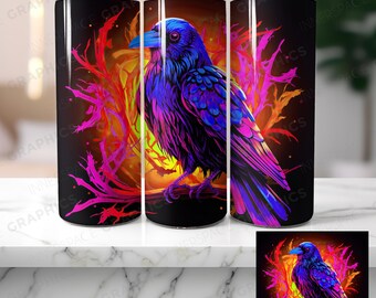 Rabe Halloween Tumbler Sublimations Design: Poe Inspiriert (Digitaler Download)