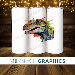SEAMLESS Dilophosaurus Dinosaurier 20 Unzen Skinny Tumbler Sublimation Design PNG-Datei Digitaler Download, Dinosaurier Tumbler Wrap, Party Geschenk Becher