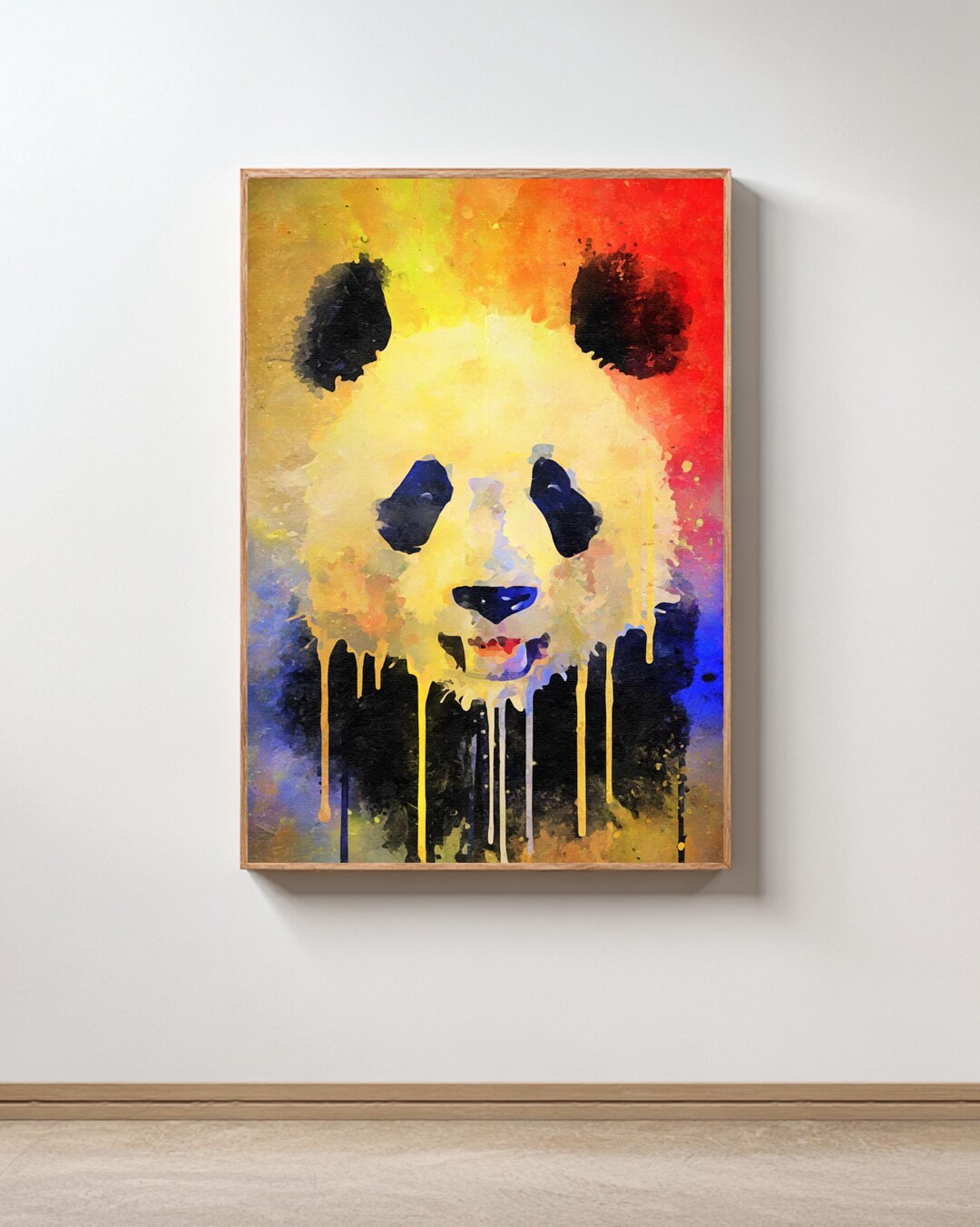 Watercolor Panda Print: Dripping Paint Effect, Kids Room Art (digital ...