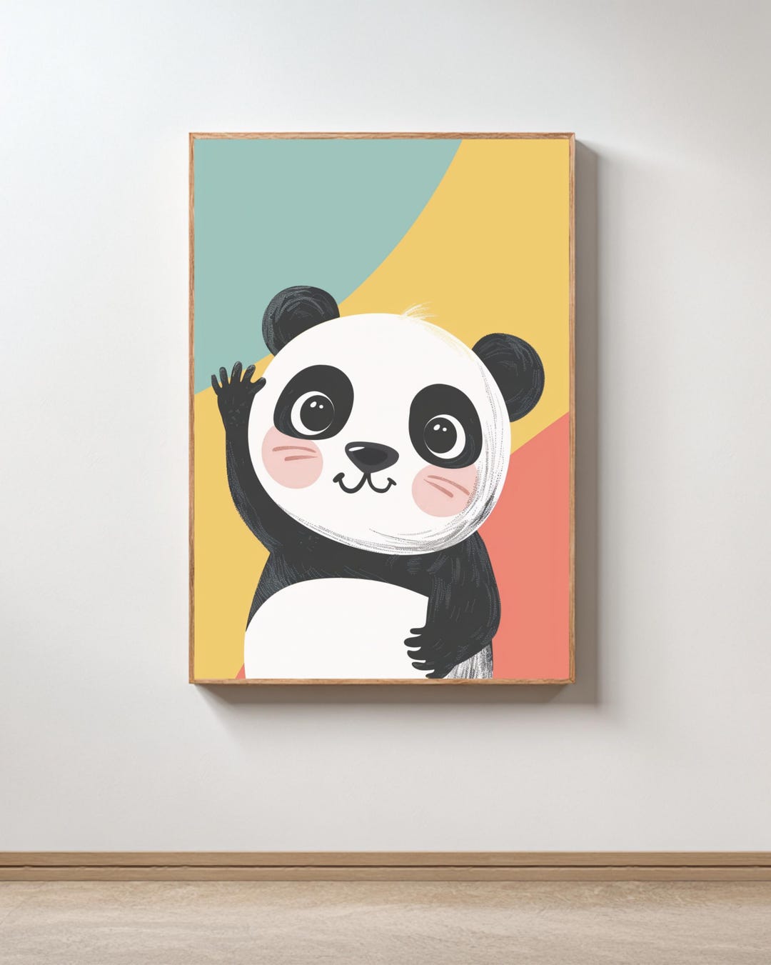 Cute Panda Nursery Print | Playful Kawaii Kids Wall Art (digital ...
