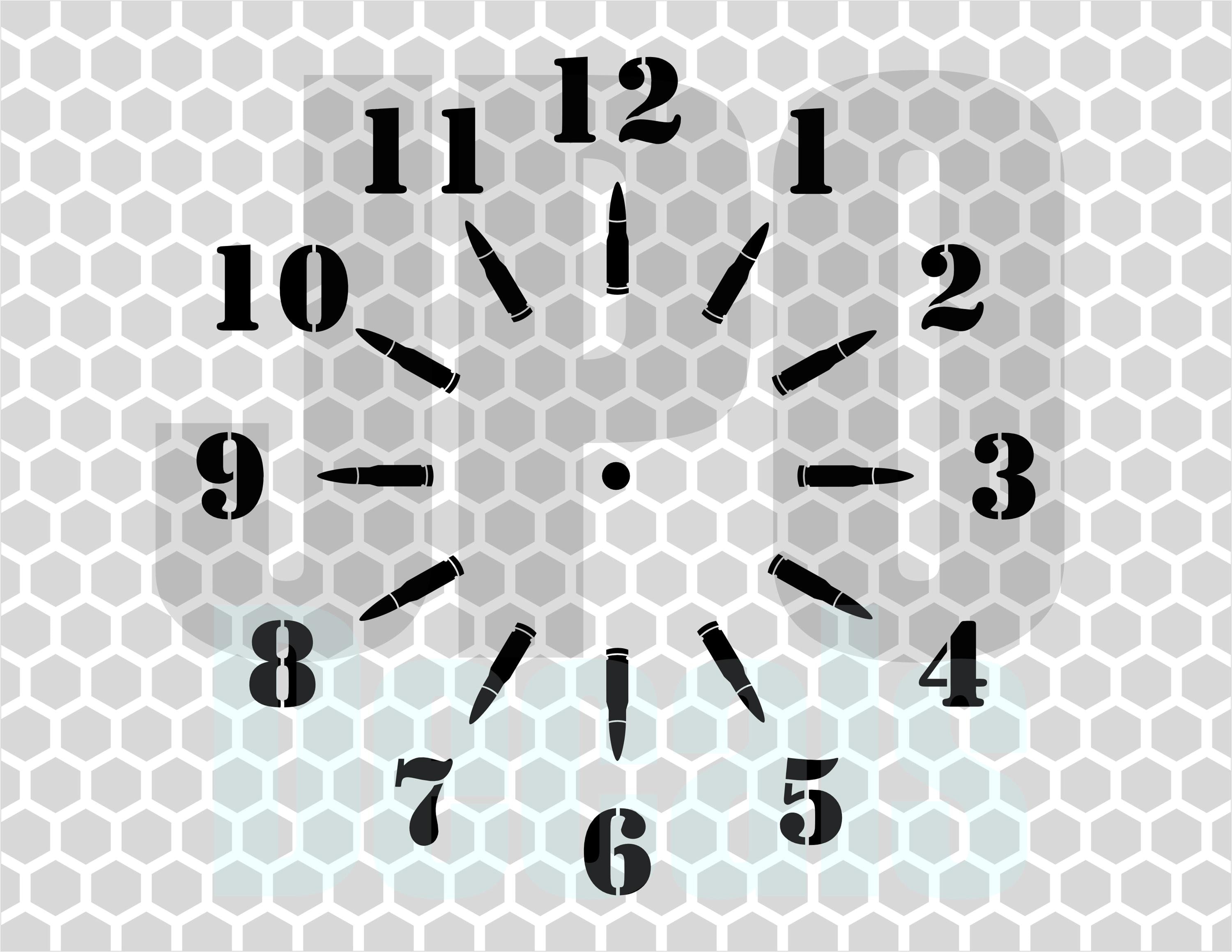 Clock Face SVG Cut Ready Bullets & Numbers Clock Face Template Png-svg ...