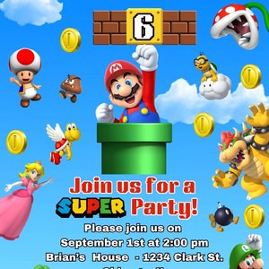 Invito di compleanno personalizzato di Super Mario Bros