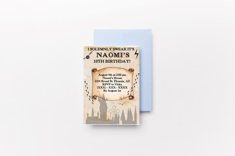 Harry Potter Custom Birthday Invitation Etsy
