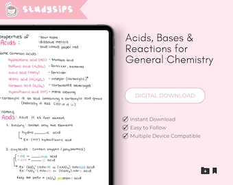 Ácidos, bases y reacciones / Notas de química manuscritas / elaborado porstudisips