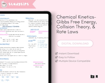 Cinética química: energía libre de Gibbs, teoría de colisiones y leyes de velocidad / Notas de química manuscritas / hecho por estudios
