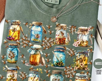 Watercolor Honey Bee T-Shirt: Comfort Colors Cottagecore Floral Tee