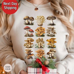 Mushroom Graphic Design Sweatshirts - Cute Mushroom Sweaters Women - Vintage Look Sweatshirt - Magic Mushroom Crewneck - Unique Gift Ideas