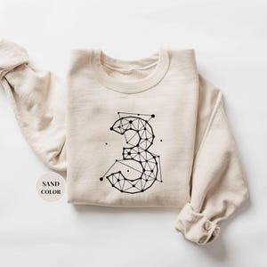 Sudadera con capucha con el número 3 de la constelación, regalo de cumpleaños para niños, suéter para niños, regalo del número 3, camiseta de cumpleaños para niños, tema n.° 3