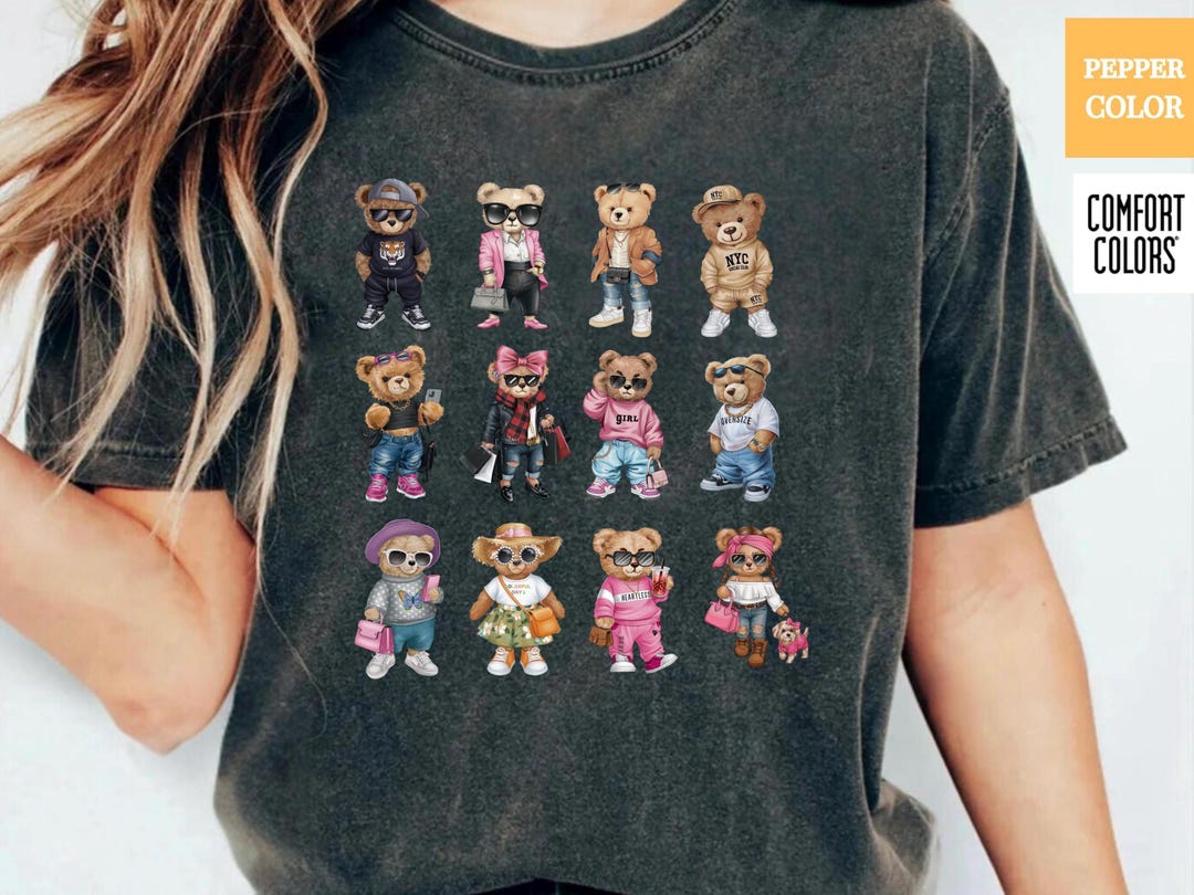 Teddy Bear Comfort Colors T-shirt, Cartoon Design - Etsy