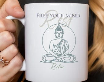 Buddha Ceramic Coffee Mug – Mindful Morning Gift