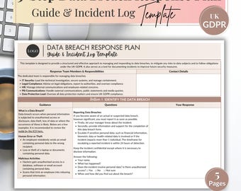 Data Breach Response Plan Template: UK GDPR Compliance (Digital Download)