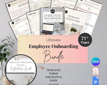 Employee Onboarding Bundle 75+ Pages HR Customizable Templates Job Offer Letter First 90 Days New Hire Checklist Welcome Packet Probation