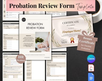 Probation Review Form HR Template: Employee Performance Review + Certificate (Digital Download)