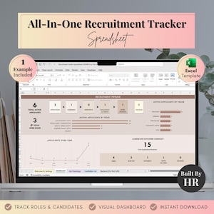 All-in-One Recruitment Tracker Spreadsheet Excel Template for HR and Small Businesses Recruiting Staff Manage Roles Applications Hiring KPIs