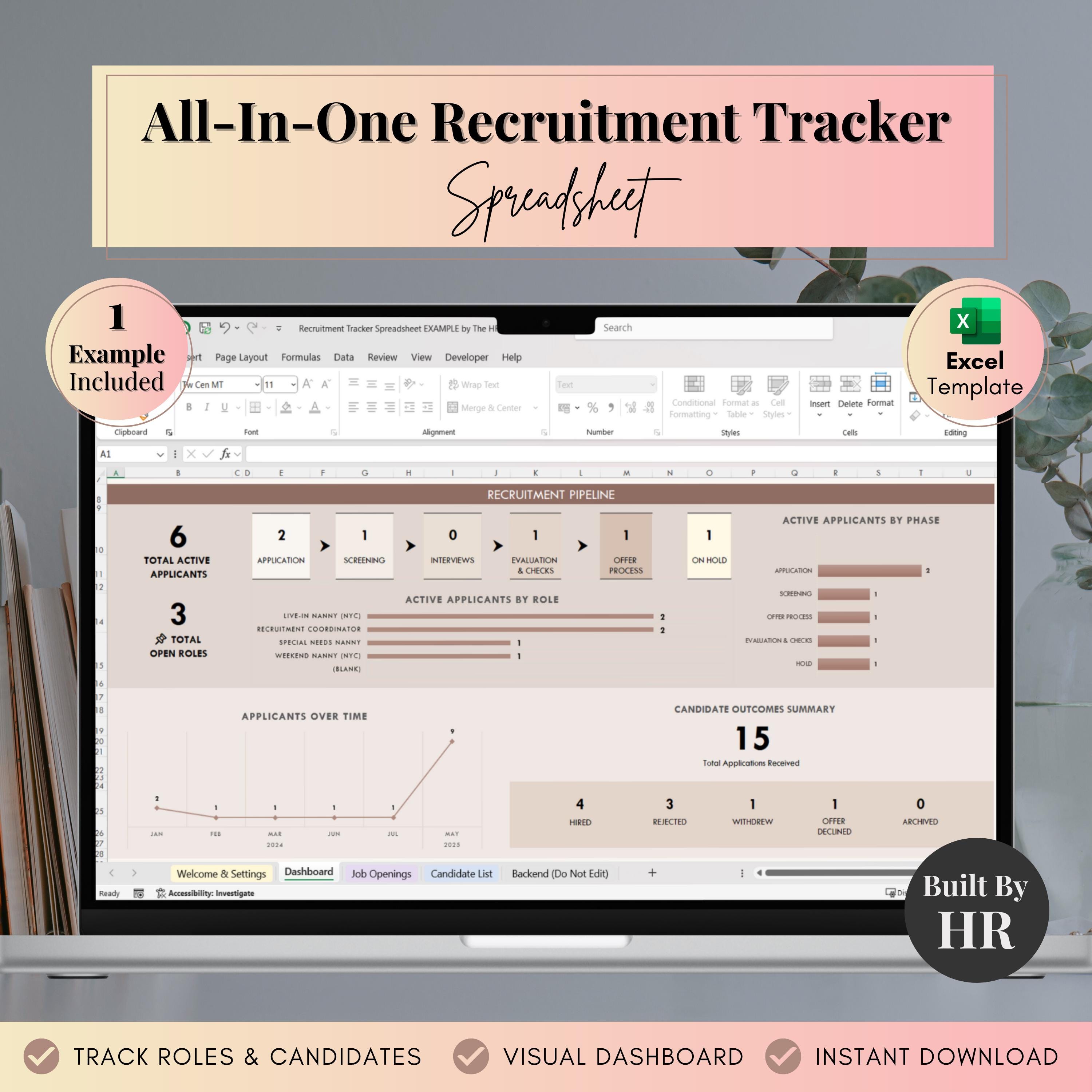 Recruitment Tracker Spreadsheet: HR Hiring Template (excel) - Etsy