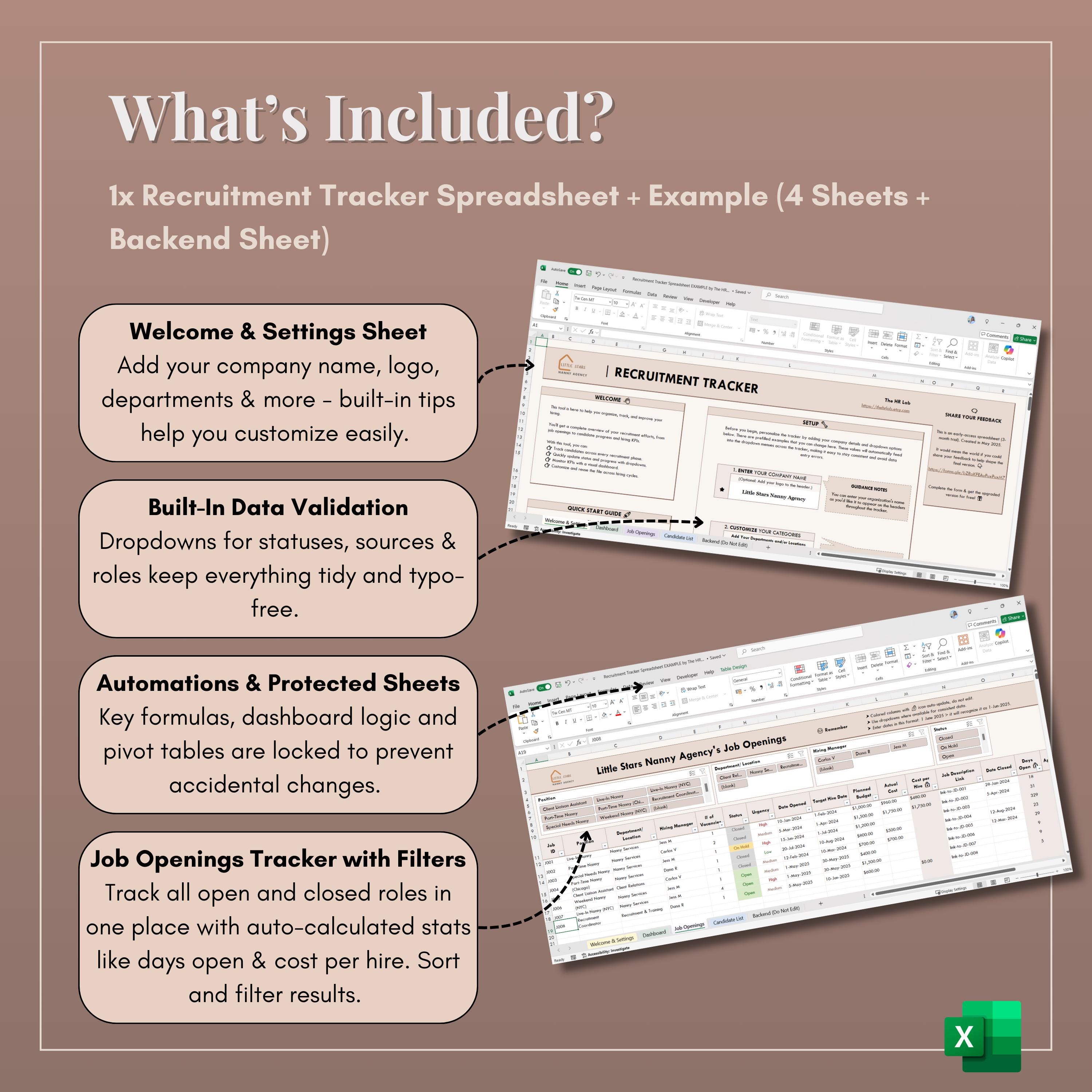 Recruitment Tracker Spreadsheet: HR Hiring Template (excel) - Etsy