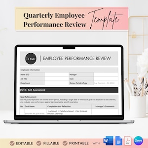 Quarterly Employee Performance Review Template: Customizable Feedback (Digital Download)