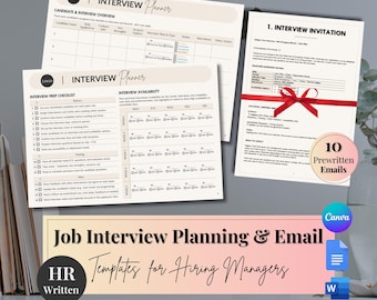 Job Interview Planner: HR Email Templates, Recruitment Tools (Digital Download)