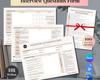 Interview Questions Template: Customizable Hiring Manager Form (Digital Download)