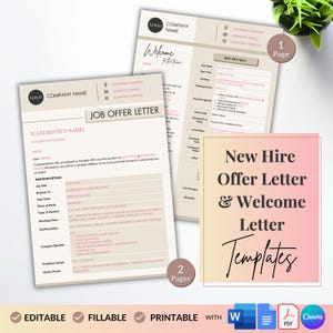 New Hire Job Offer Letter and Employee Welcome Letter Editable HR Documents SMEs Customizable Recruitment Templates New Staff Onboarding