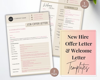 Editable Job Offer & Welcome Letter Templates: HR Recruitment Documents