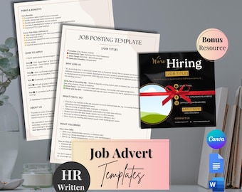 Modern Job Posting Templates: Recruitment Adverts for HR (Digital Download)