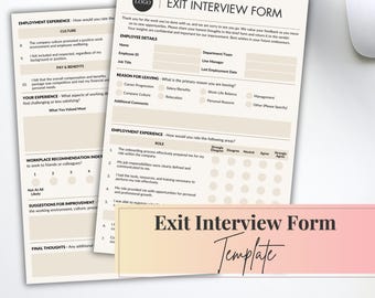 Exit Interview Form HR Template: Employee Offboarding (Digital Template)