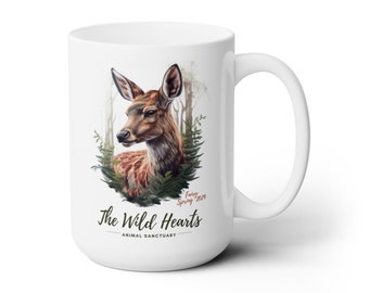 Fairy's eerste verjaardag grote keramische koffiemok 15oz uit de Wild Hearts Animal Sanctuary Serie