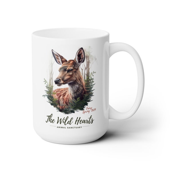 Fairy's first anniversary large ceramic coffee Mug 15oz from The Wild Hearts Animal Sanctuary Serie