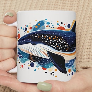 Whale Mug- Humpback Whale-  Aesthetic Ocean Mug- Marine Life Gift- Sea Lover Gift- Whale Watching Gift- Whale Art Mug- Whale Illustration